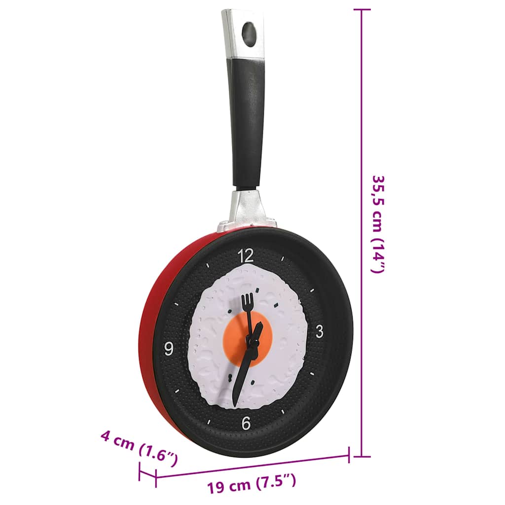 vidaXL Zegar ścienny w kształcie patelni ze smażonym jajkiem, 18,8 cm