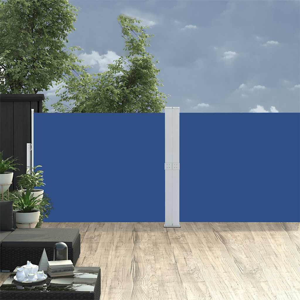 vidaXL Wysuwana markiza boczna na taras, 140x1200 cm, niebieska