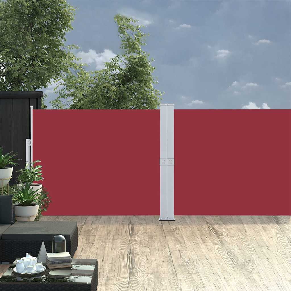 vidaXL Wysuwana markiza boczna na taras, 140x1200 cm, czerwona