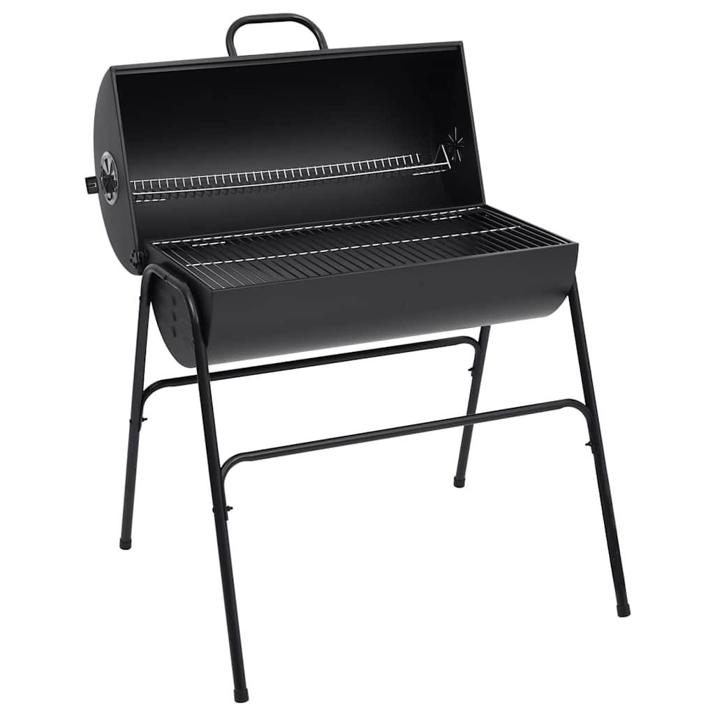 vidaXL Grill beczkowy z 2 rusztowaniami, czarny, 80x95x90 cm, stal
