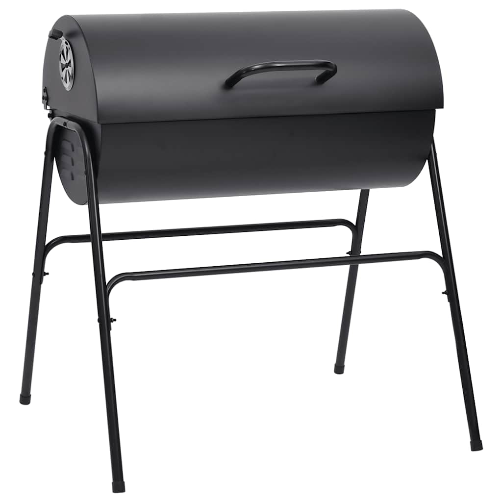 vidaXL Grill beczkowy z 2 rusztowaniami, czarny, 80x95x90 cm, stal