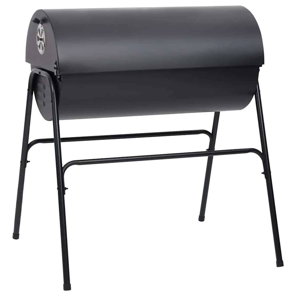 vidaXL Grill beczkowy z 2 rusztowaniami, czarny, 80x95x90 cm, stal