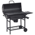 vidaXL Grill beczkowy z kółkami i półkami, czarny, stal, 115x85x95 cm