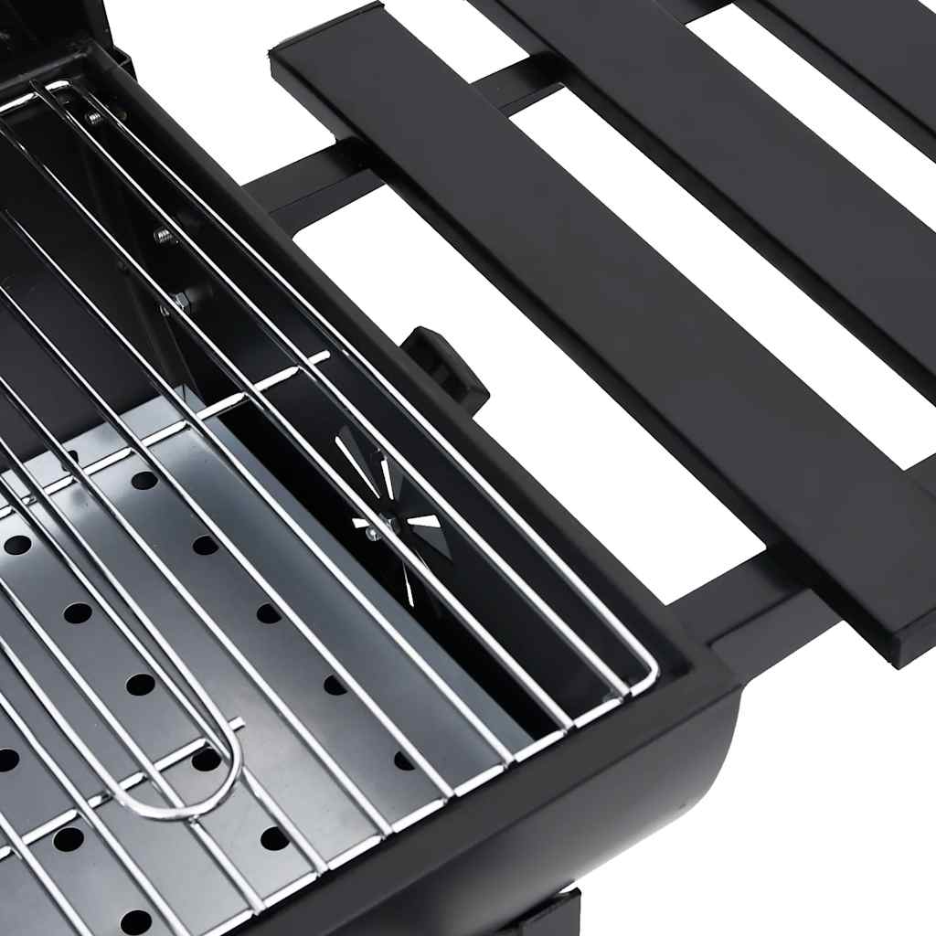 vidaXL Grill beczkowy z kółkami i półkami, czarny, stal, 115x85x95 cm