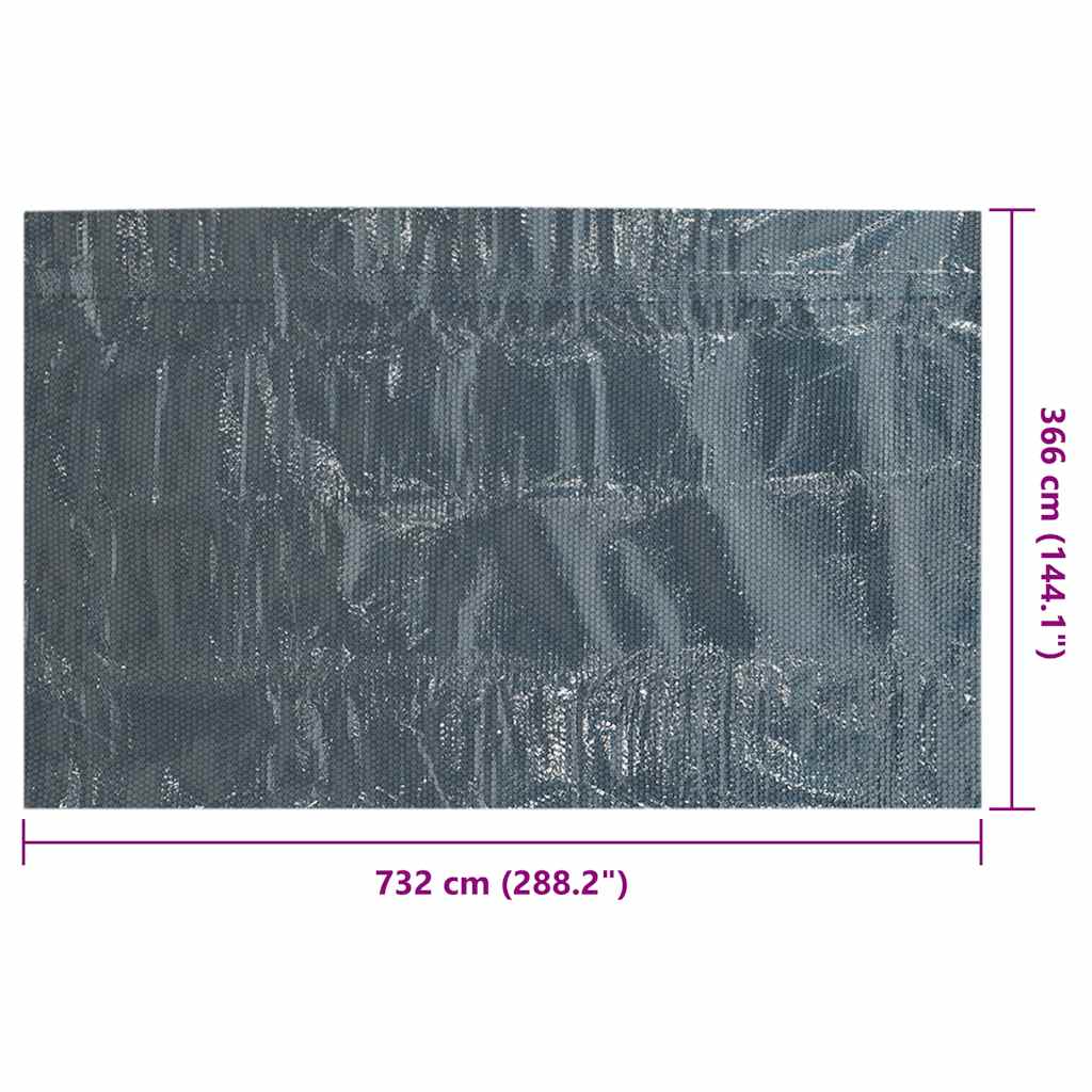 vidaXL Pływająca folia solarna z PE, 732x366 cm, czarno-niebieska