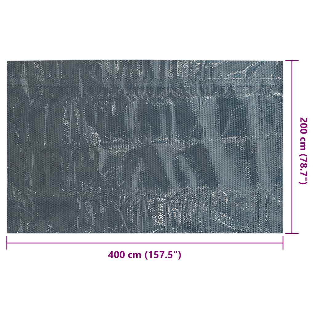 vidaXL Pływająca folia solarna z PE, 400x200 cm, czarno-niebieska