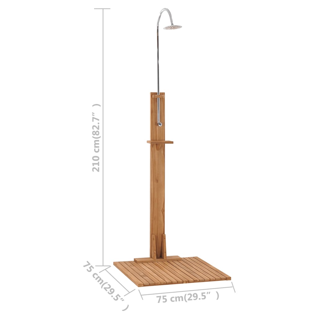 vidaXL Prysznic ogrodowy, 75x75x210 cm, lite drewno tekowe