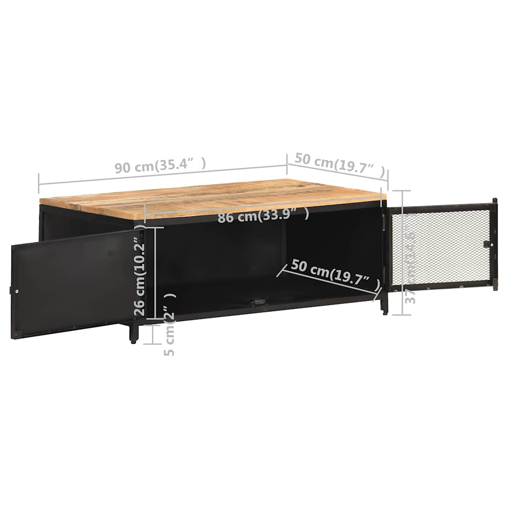 vidaXL Stolik kawowy, 90x50x37 cm, lite, surowe drewno mango