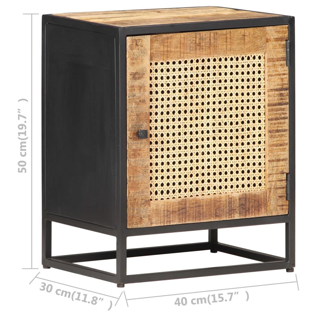 vidaXL Szafka nocna, 40x30x50 cm, drewno mango i naturalna trzcina
