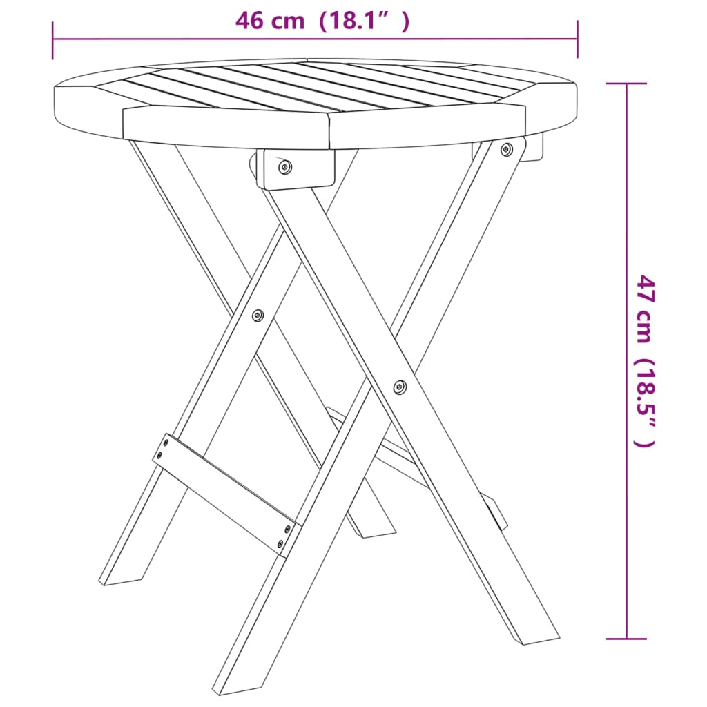 vidaXL Stolik bistro, Ø46x47 cm, lite drewno akacjowe