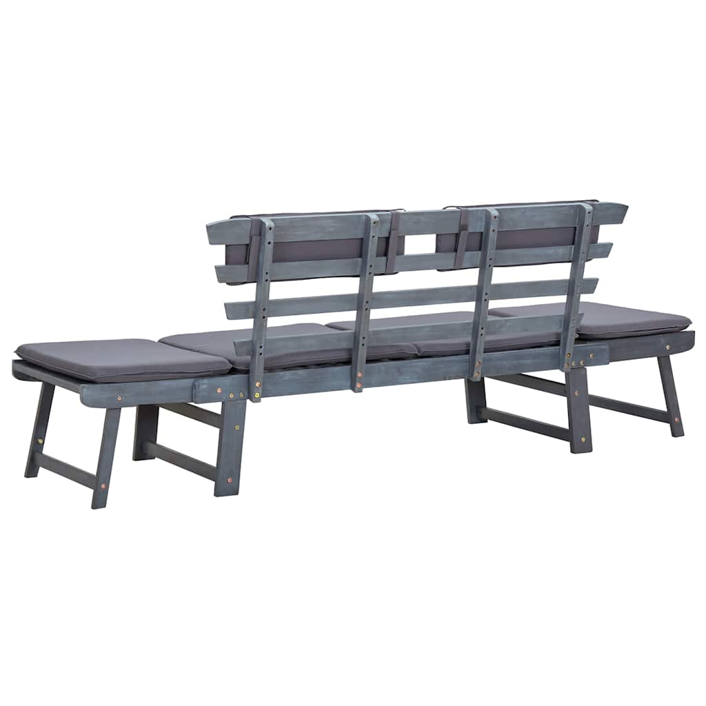 vidaXL Ławka ogrodowa z poduszkami, 2-w-1, 190 cm, szara, akacjowa