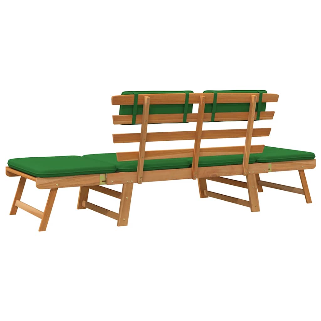 vidaXL Ławka ogrodowa z poduszkami, 2-w-1, 190 cm, drewno akacjowe