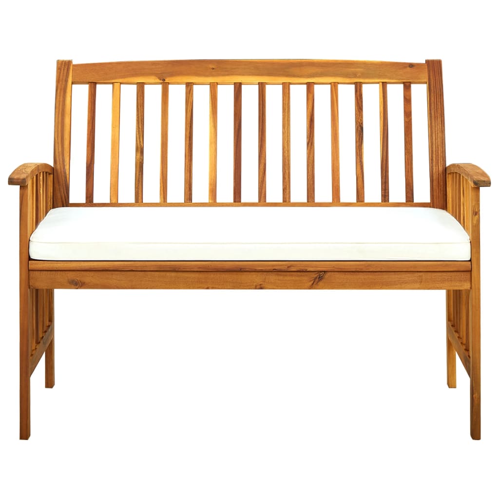 vidaXL Ławka ogrodowa z poduszką, 119 cm, lite drewno akacjowe