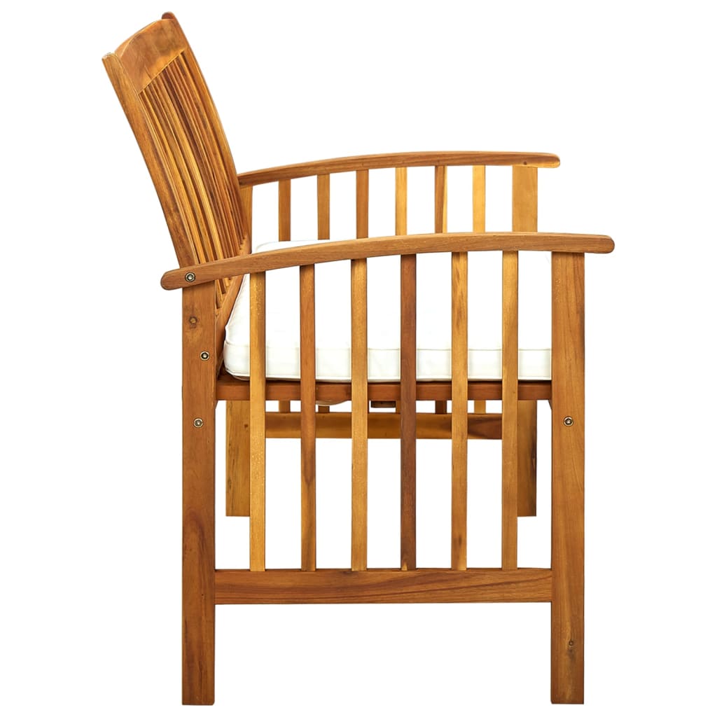 vidaXL Ławka ogrodowa z poduszką, 119 cm, lite drewno akacjowe