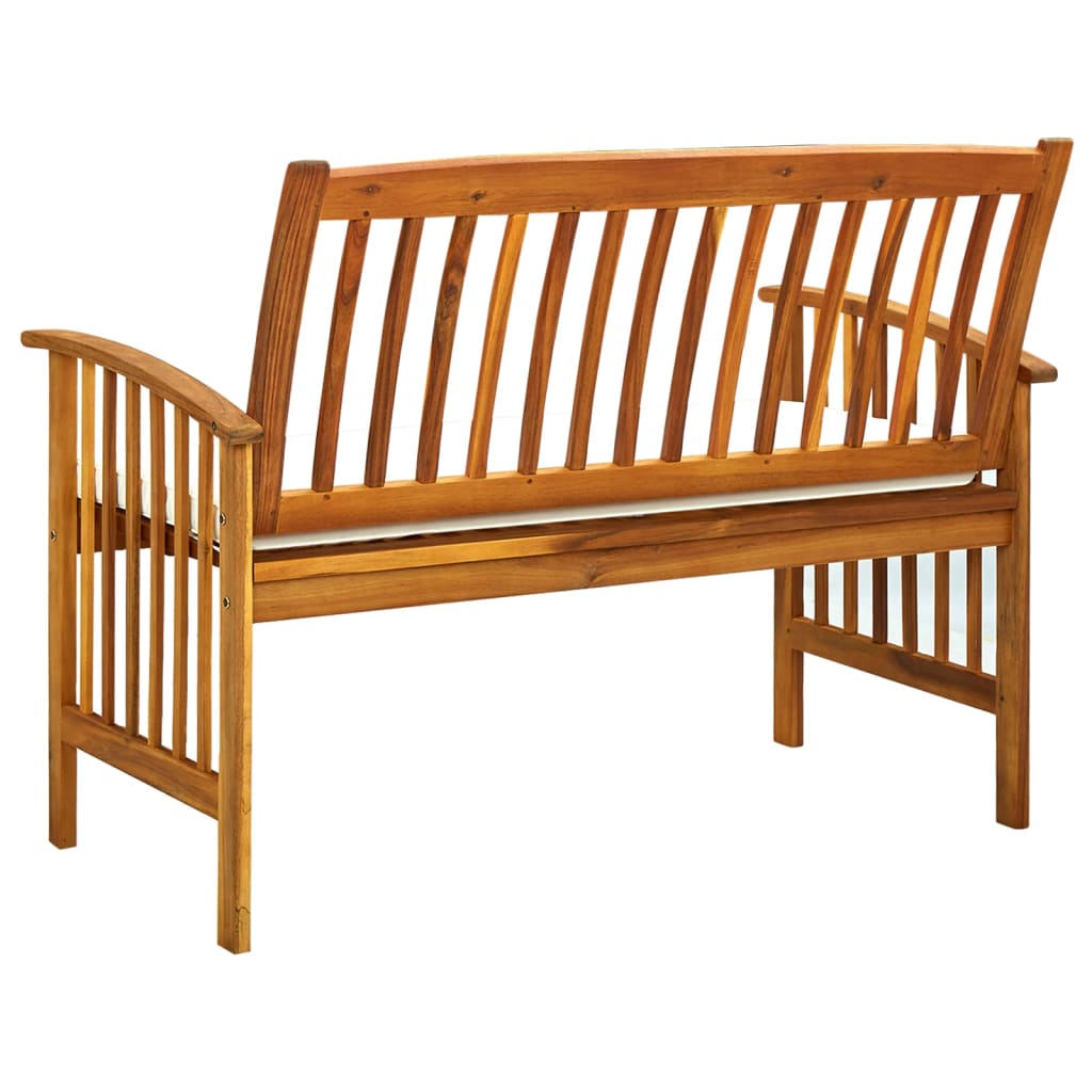 vidaXL Ławka ogrodowa z poduszką, 119 cm, lite drewno akacjowe