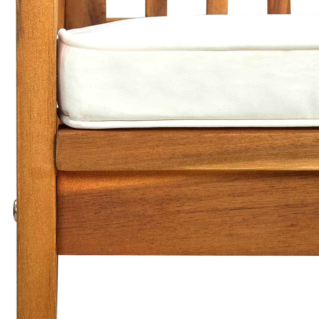 vidaXL Ławka ogrodowa z poduszką, 119 cm, lite drewno akacjowe