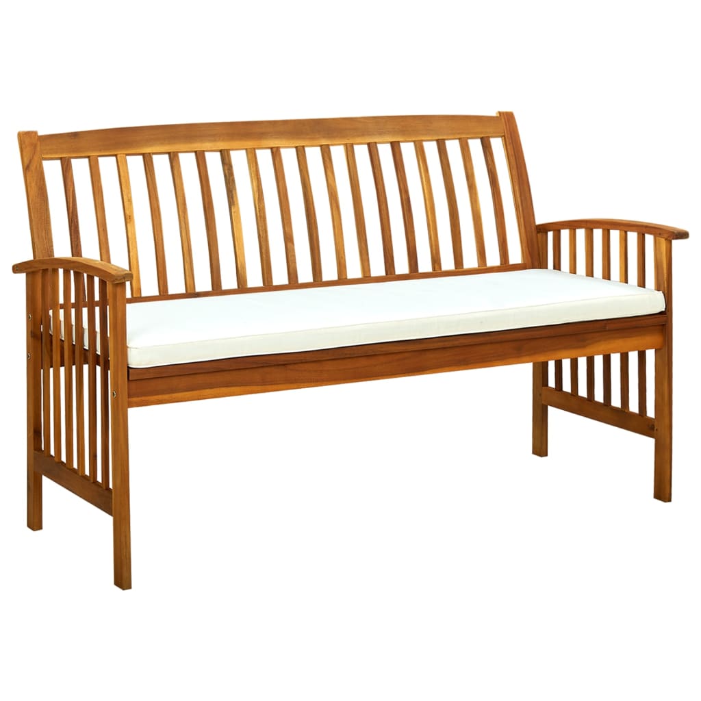 vidaXL Ławka ogrodowa z poduszką, 147 cm, lite drewno akacjowe