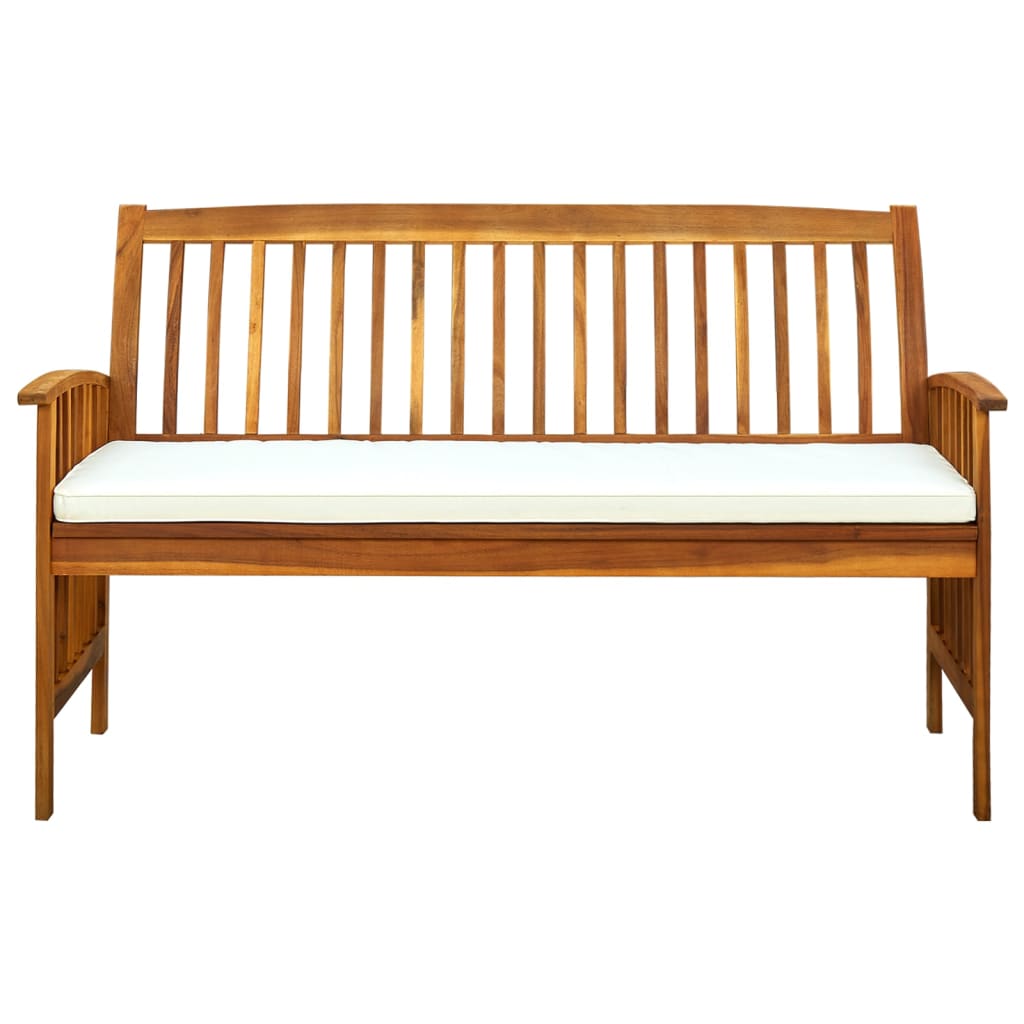 vidaXL Ławka ogrodowa z poduszką, 147 cm, lite drewno akacjowe