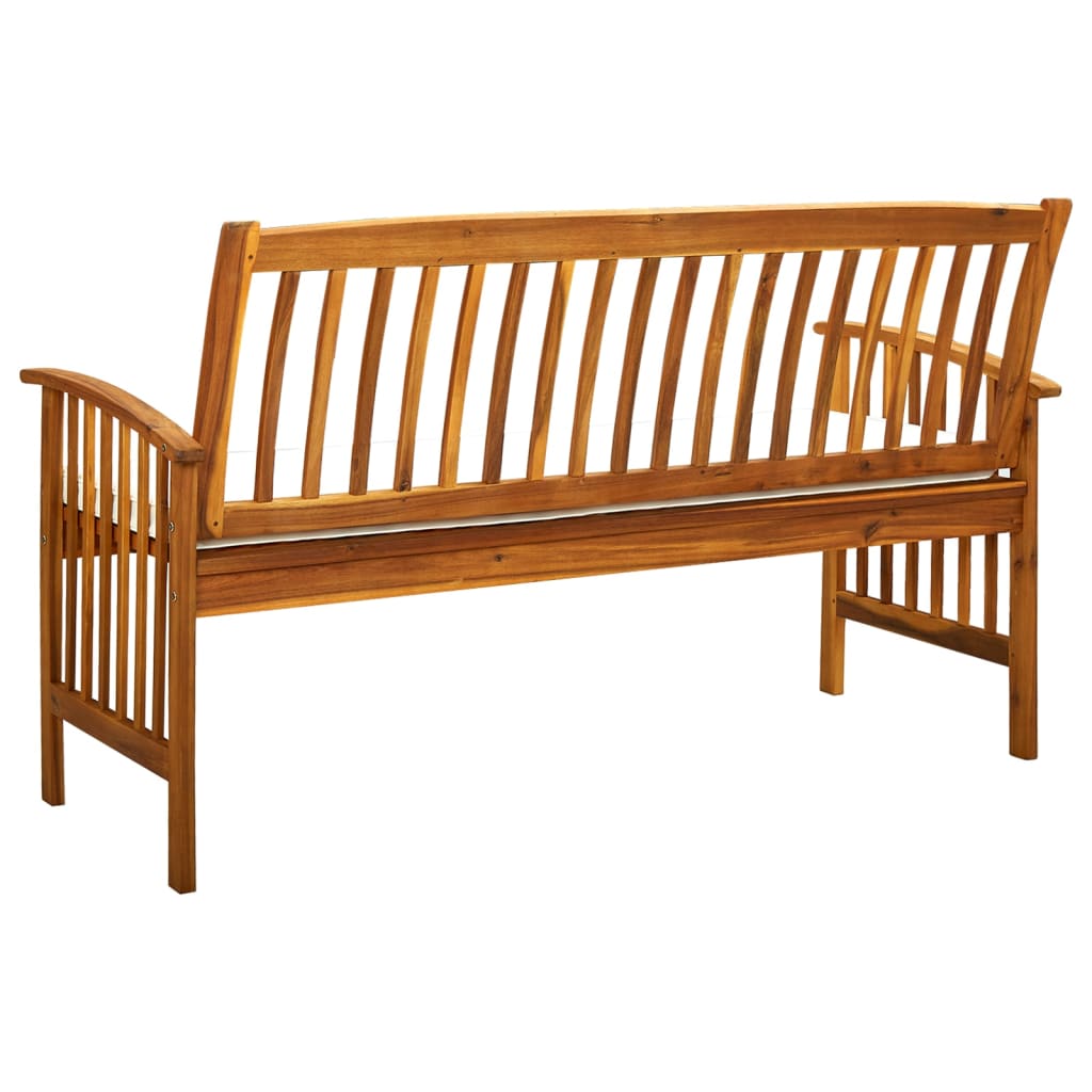 vidaXL Ławka ogrodowa z poduszką, 147 cm, lite drewno akacjowe