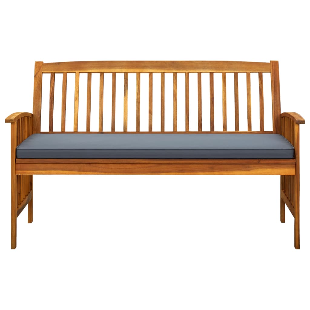 vidaXL Ławka ogrodowa z poduszką, 147 cm, lite drewno akacjowe
