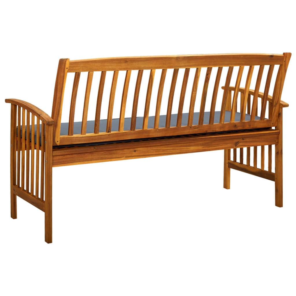 vidaXL Ławka ogrodowa z poduszką, 147 cm, lite drewno akacjowe