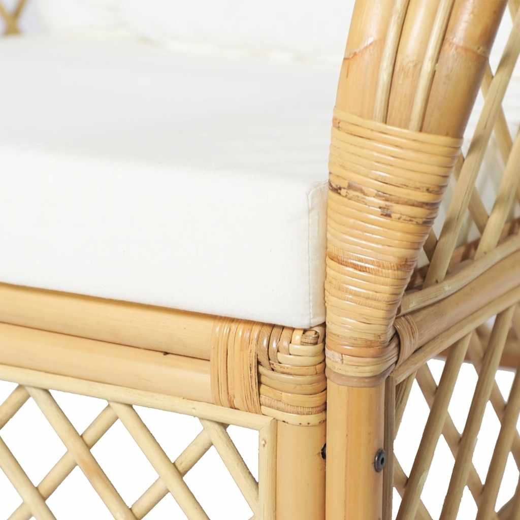 vidaXL Fotel z poduszką, naturalny rattan i len