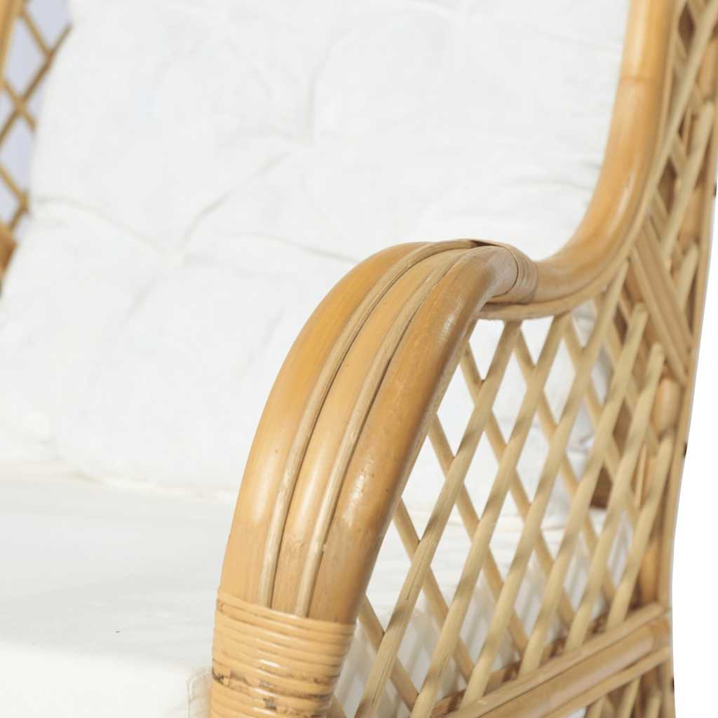 vidaXL Fotel z poduszką, naturalny rattan i len