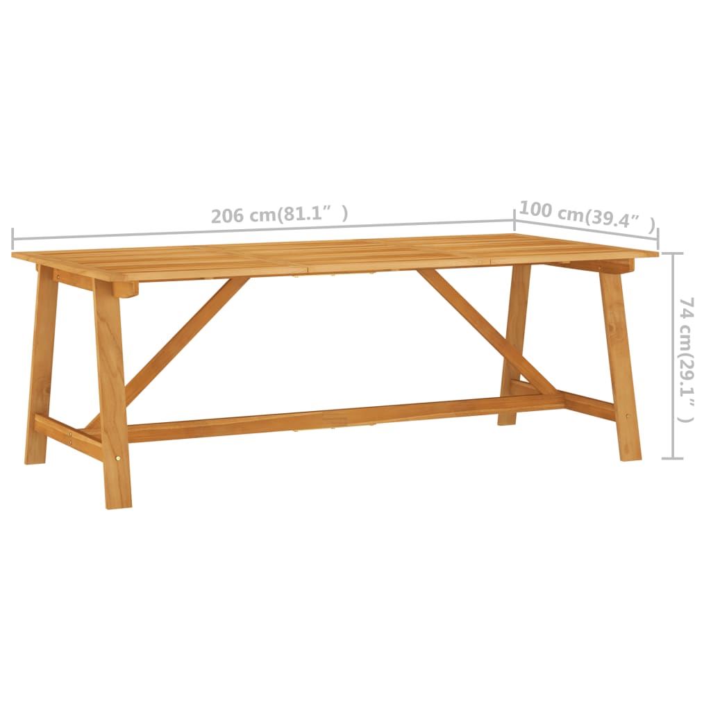 vidaXL Stół jadalniany do ogrodu, 206x100x74 cm, lite drewno akacjowe