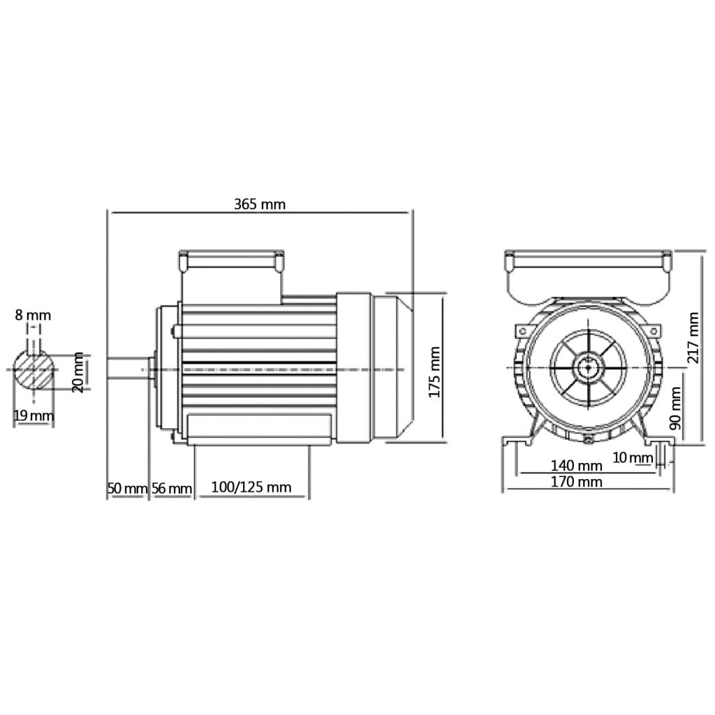 vidaXL Silnik elektryczny, 1-fazowy, aluminiowy, 2,2kW/3KM, 2800 rpm