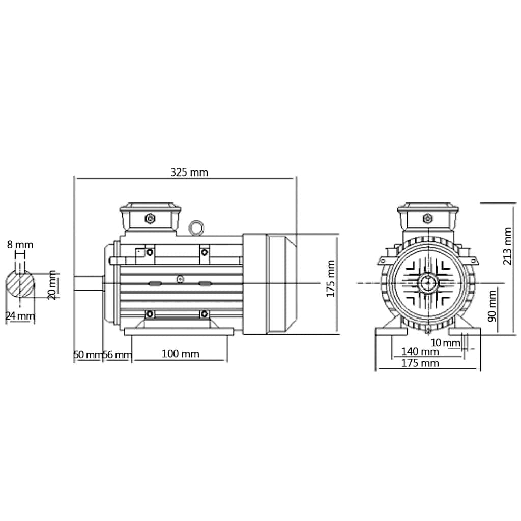 vidaXL Silnik elektr. 3-fazowy aluminium 1,5kW/2HP, 2 P, 2840 obr./min
