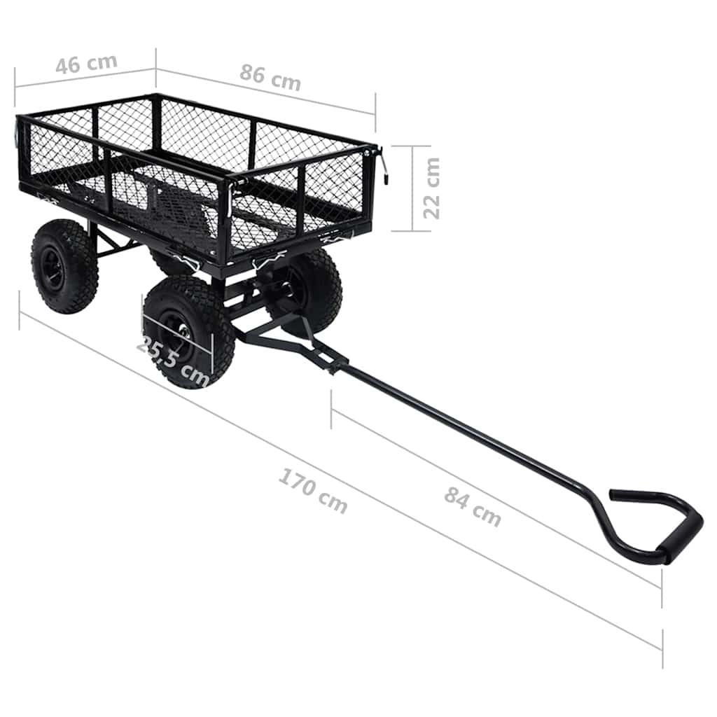 vidaXL Ogrodowy wózek ręczny, czarny, 250 kg