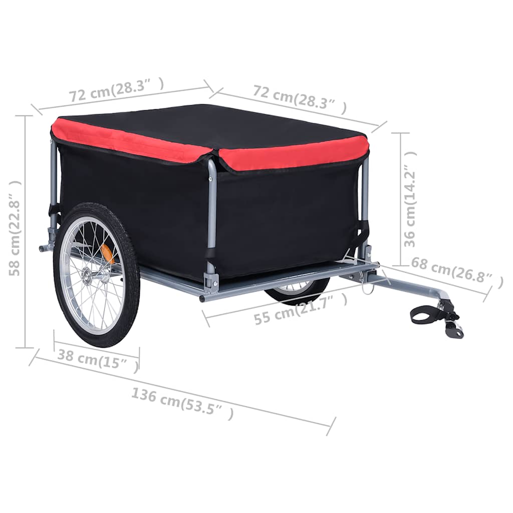 vidaXL Przyczepka rowerowa, 65 kg, czarno-czerwona