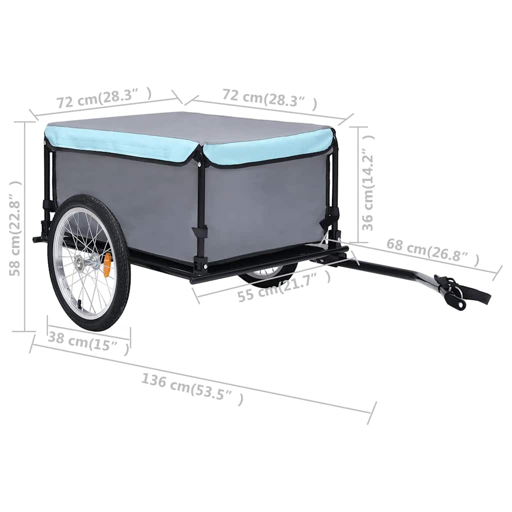 vidaXL Przyczepka rowerowa, 65 kg, szaro-niebieska