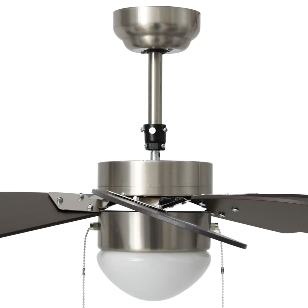 vidaXL Wentylator sufitowy z lampą, 76 cm, ciemnobrązowy