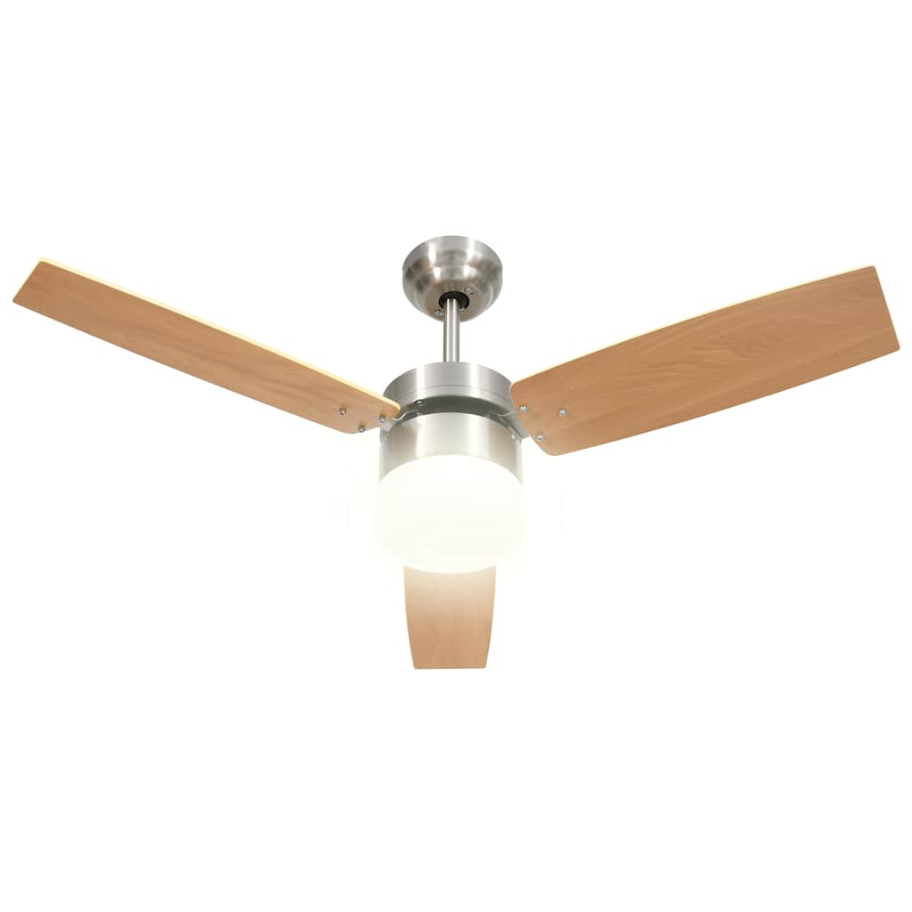 vidaXL Wentylator sufitowy z lampą i pilotem, 108 cm, jasnobrązowy