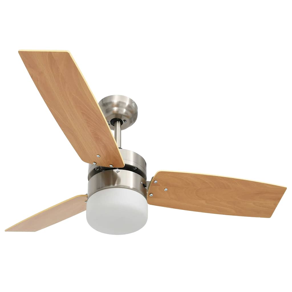 vidaXL Wentylator sufitowy z lampą i pilotem, 108 cm, jasnobrązowy