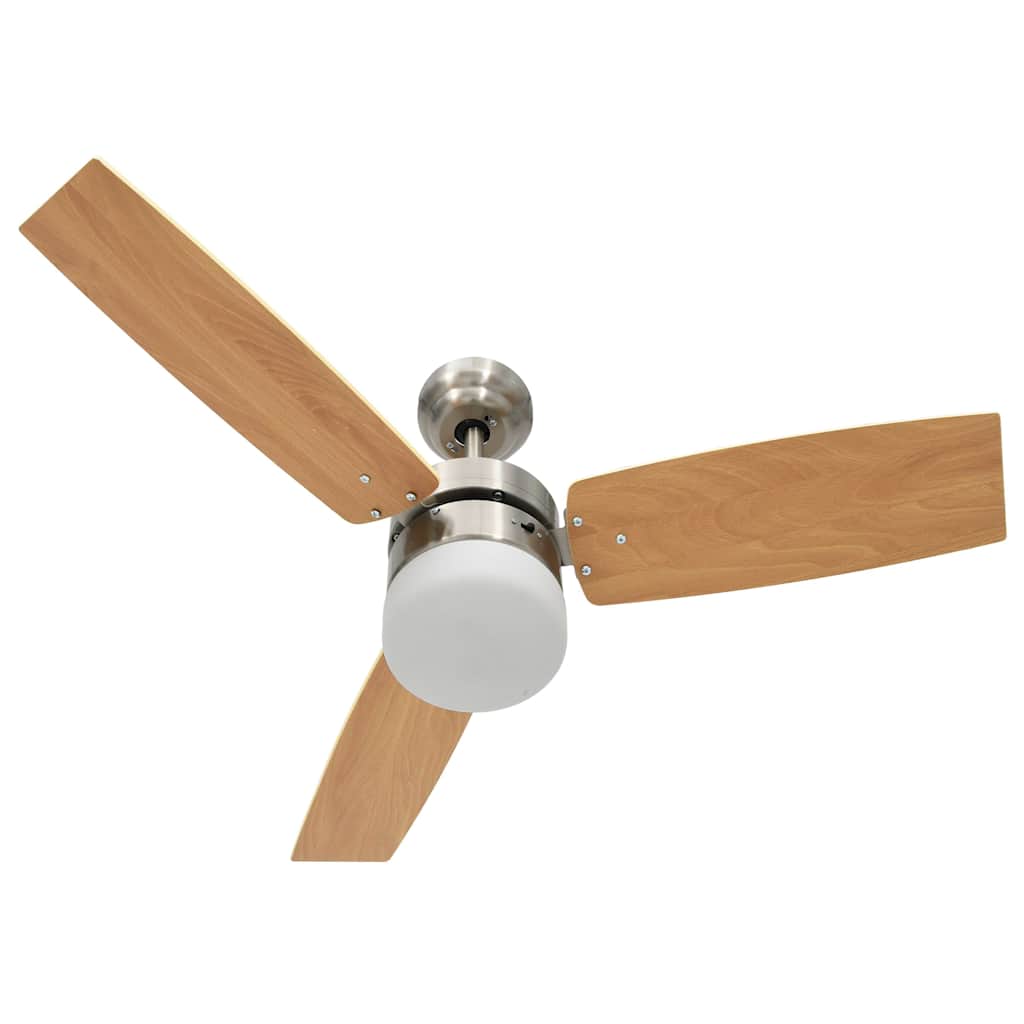 vidaXL Wentylator sufitowy z lampą i pilotem, 108 cm, jasnobrązowy