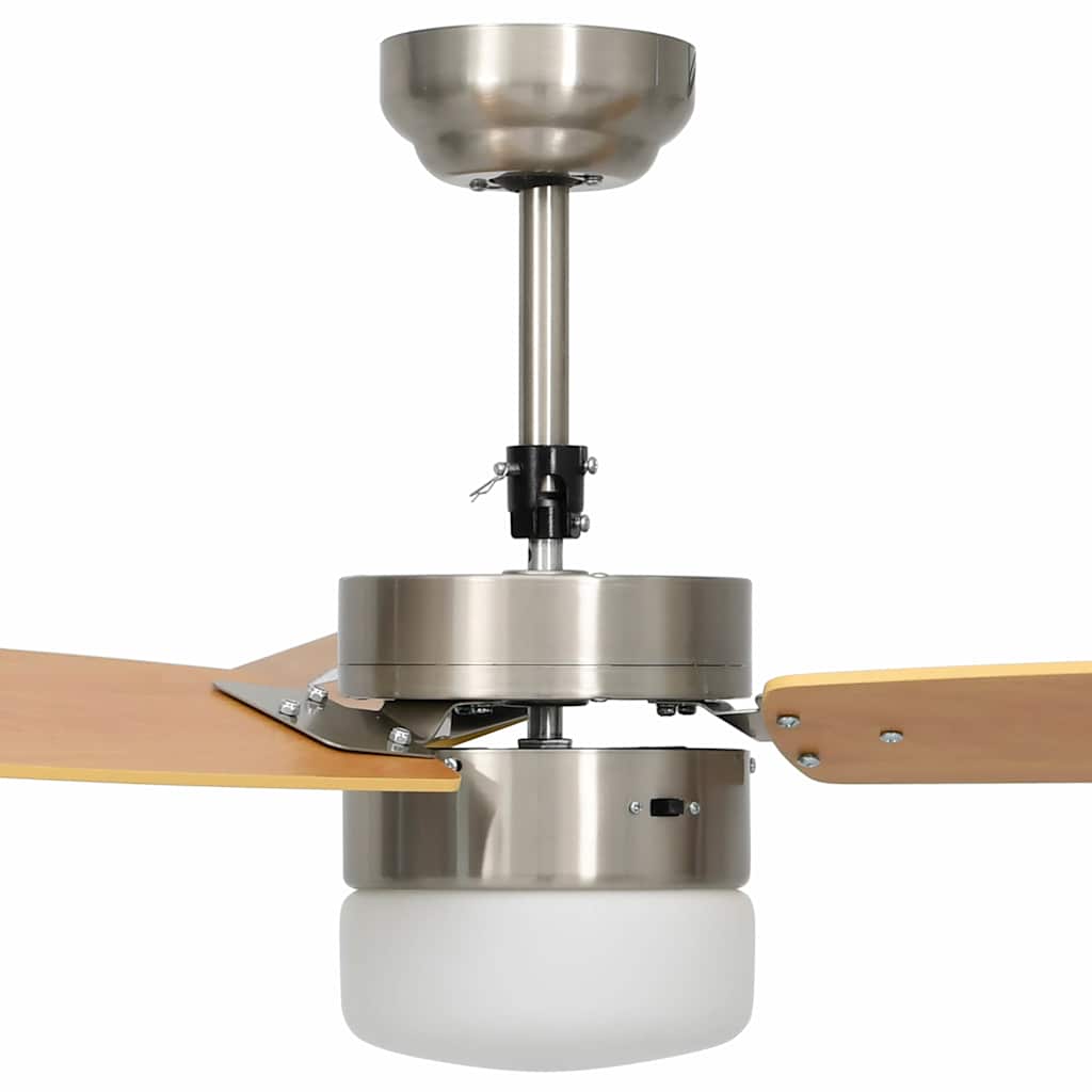 vidaXL Wentylator sufitowy z lampą i pilotem, 108 cm, jasnobrązowy