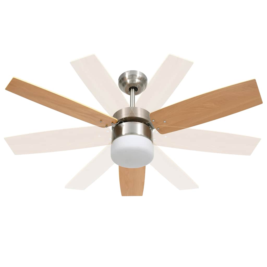 vidaXL Wentylator sufitowy z lampą i pilotem, 108 cm, jasnobrązowy