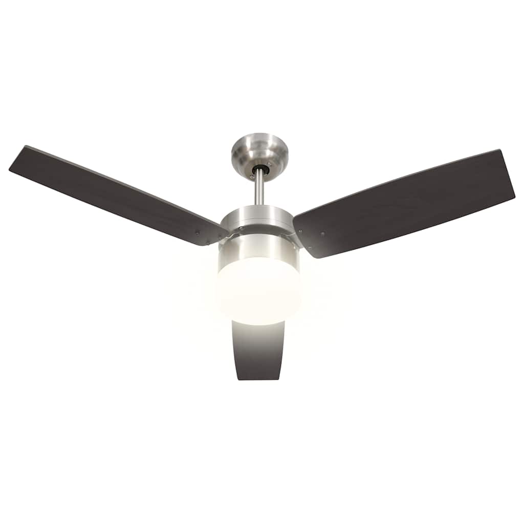 vidaXL Wentylator sufitowy z lampą i pilotem, 108 cm, ciemnobrązowy