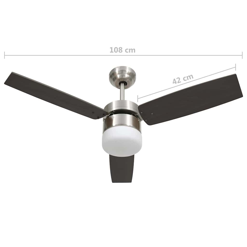 vidaXL Wentylator sufitowy z lampą i pilotem, 108 cm, ciemnobrązowy