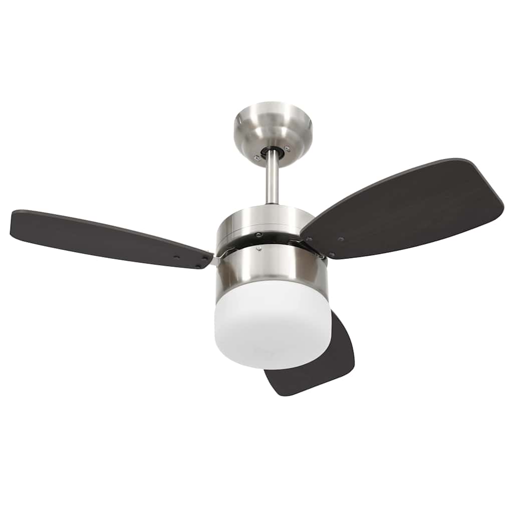 vidaXL Wentylator sufitowy z lampą i pilotem, 76 cm, ciemnobrązowy