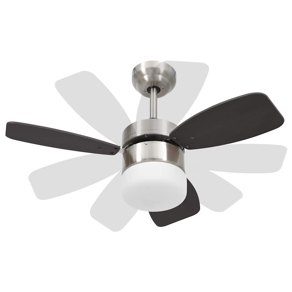 vidaXL Wentylator sufitowy z lampą i pilotem, 76 cm, ciemnobrązowy