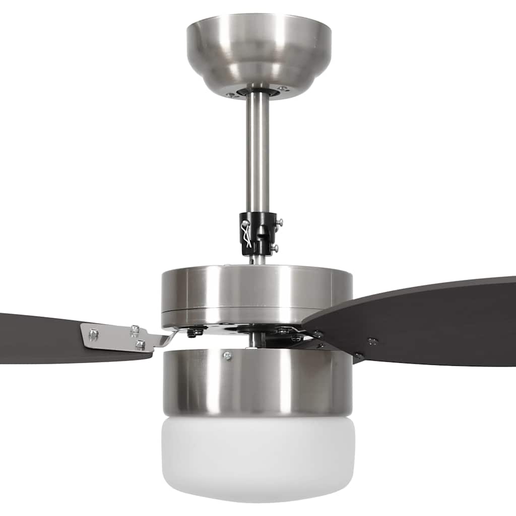 vidaXL Wentylator sufitowy z lampą i pilotem, 76 cm, ciemnobrązowy