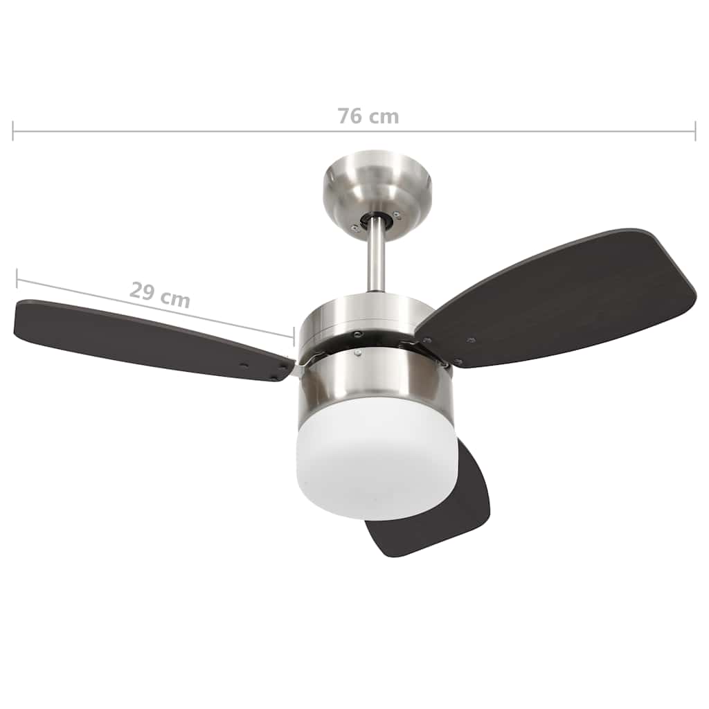 vidaXL Wentylator sufitowy z lampą i pilotem, 76 cm, ciemnobrązowy