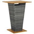 vidaXL Stolik barowy, szary, 80x80x110 cm, rattan PE i lita akacja