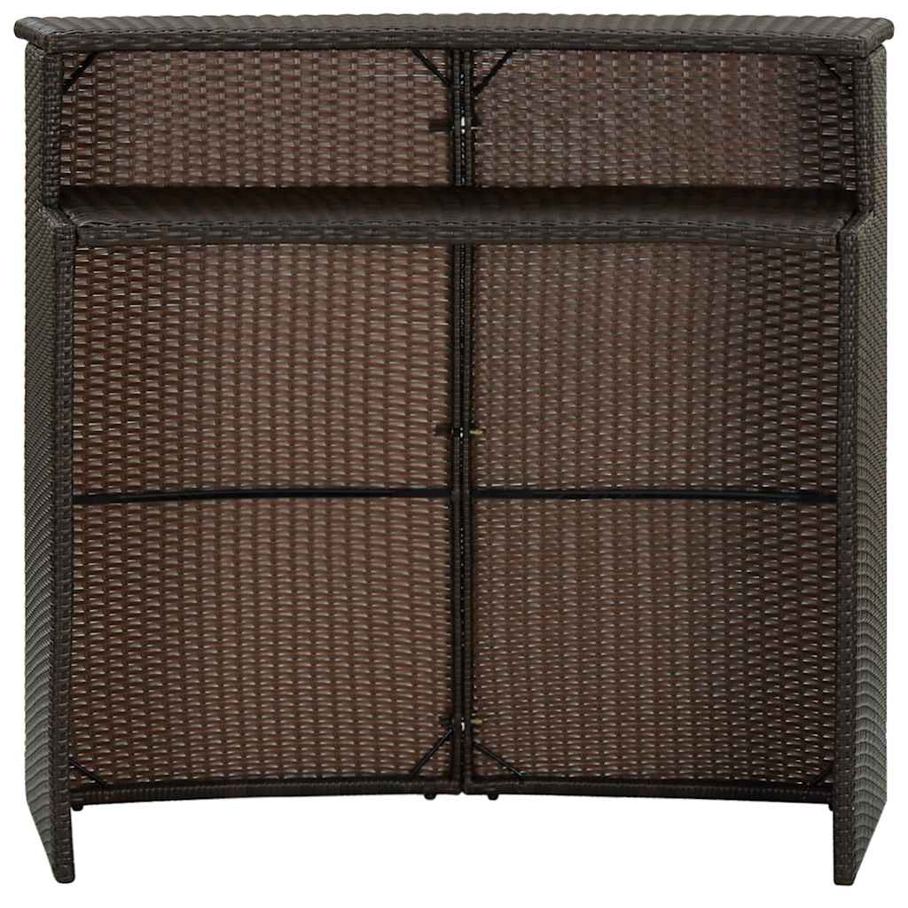vidaXL Ogrodowy stolik barowy, brązowy, 120x55x110 cm, polirattan