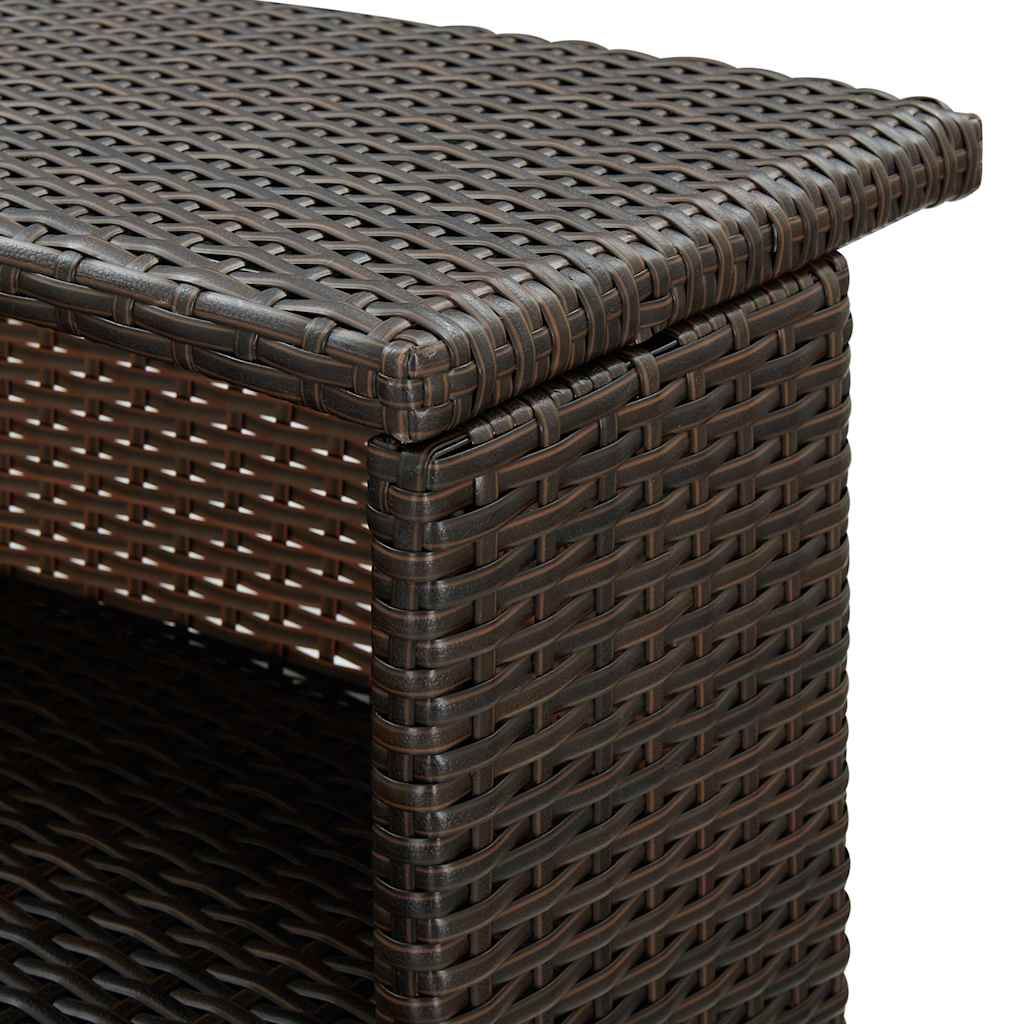 vidaXL Ogrodowy stolik barowy, brązowy, 120x55x110 cm, polirattan