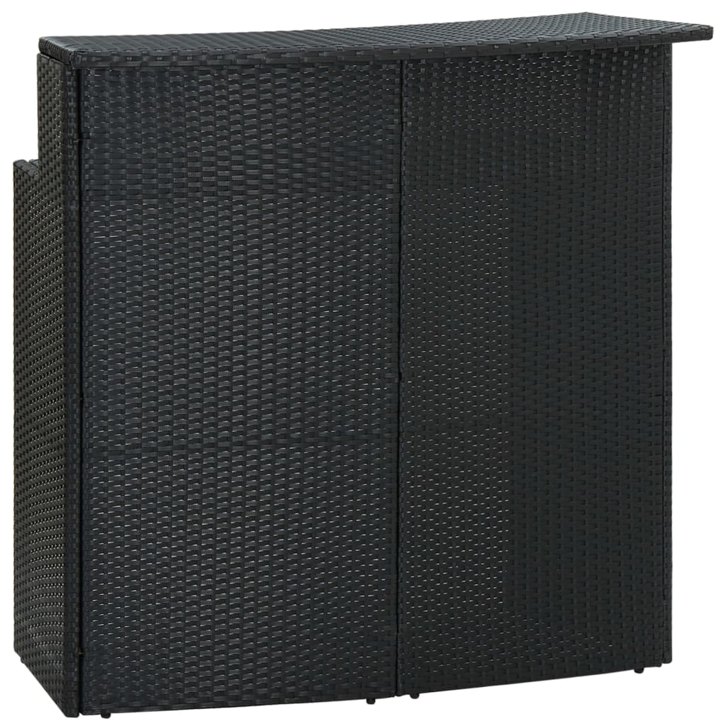 vidaXL Ogrodowy stolik barowy, czarny, 120x55x110 cm, polirattan