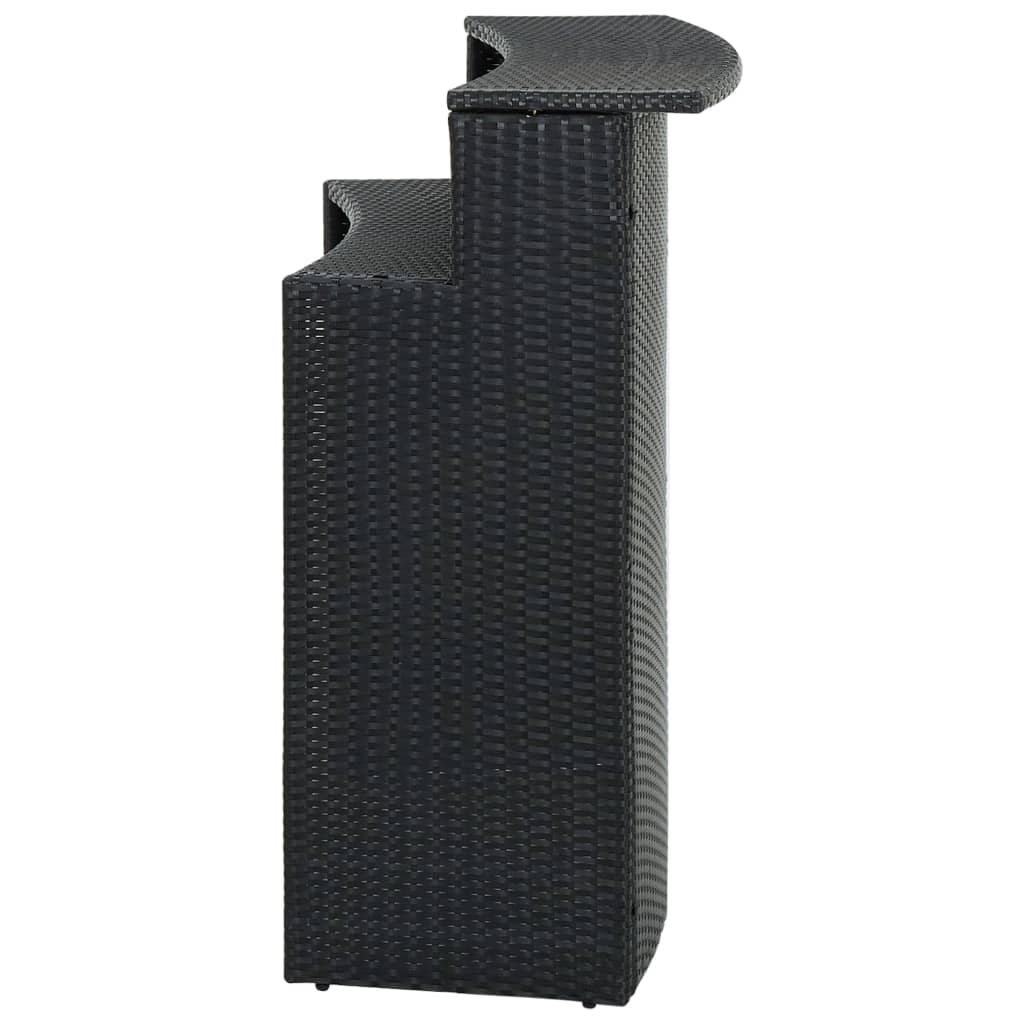 vidaXL Ogrodowy stolik barowy, czarny, 120x55x110 cm, polirattan